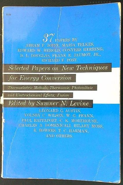 Selected Papers on New Techniques for Energy Conversion - copertina