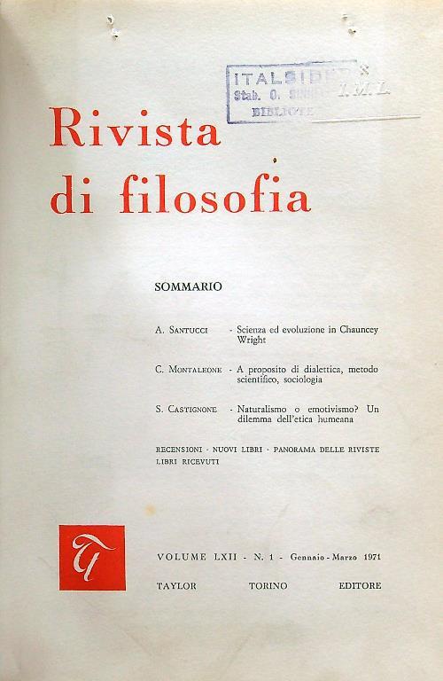 Rivista di filosofia annata 1971