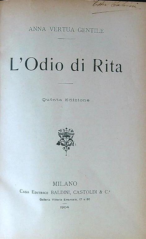 L' Odio di Rita - Anna Vertua Gentile - copertina