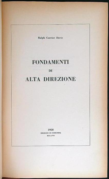 Fondamenti di alta direzione - copertina
