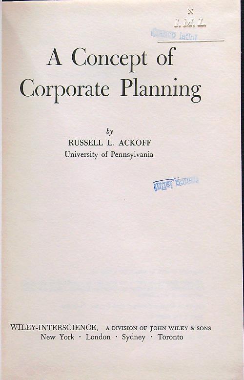 A concept of corporate planning