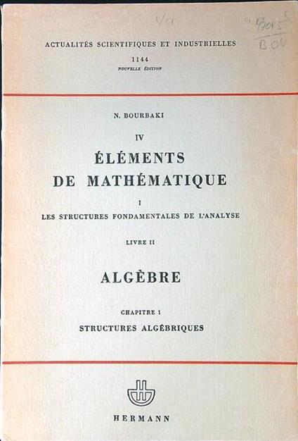 Elements de Mathematique - copertina