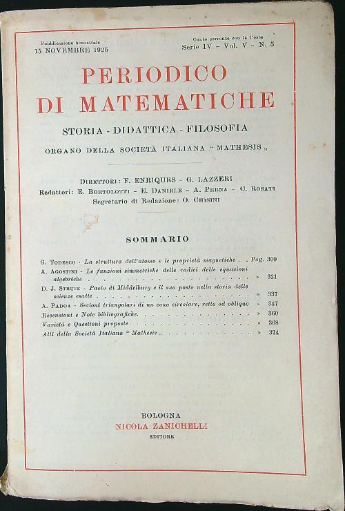 Periodico di matematiche n. 5/Novembre 1925