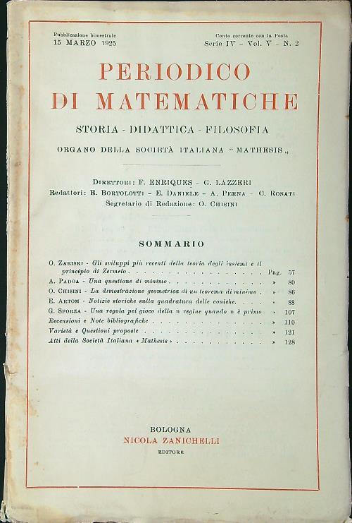 Periodico di matematiche n. 2/Marzo 1925