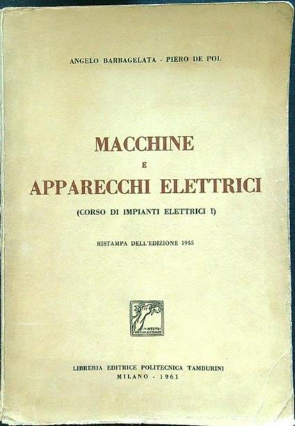 Macchine e apparecchi elettrici (corso di impianti elettrici I) - copertina