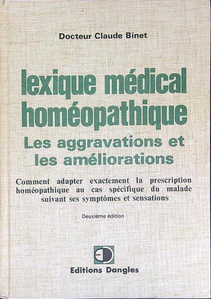 Lexique medical homeopathique - Claude Binet - copertina