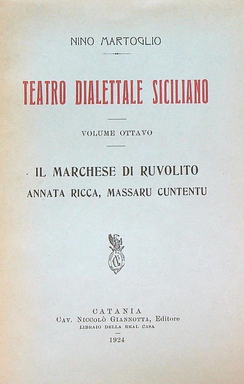 Teatro dialettale siciliano. Volume ottavo