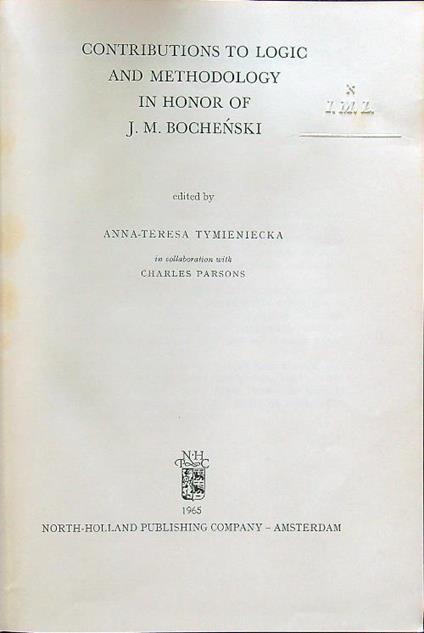Contributions to logic and methodology in honor of J.M. Bochenski - copertina