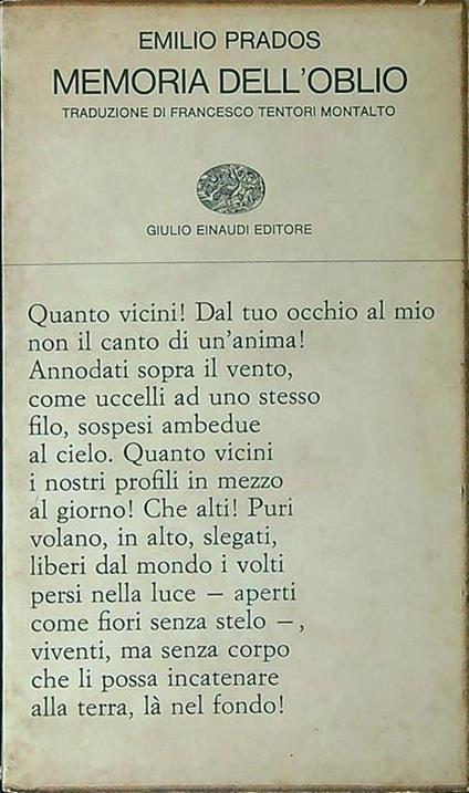 Memoria dell'oblio - copertina