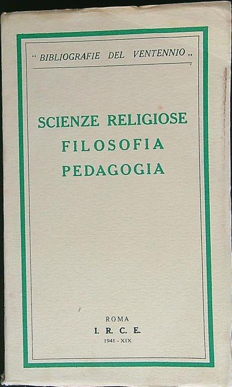 Scienze religiose filosofia pedagogia - copertina