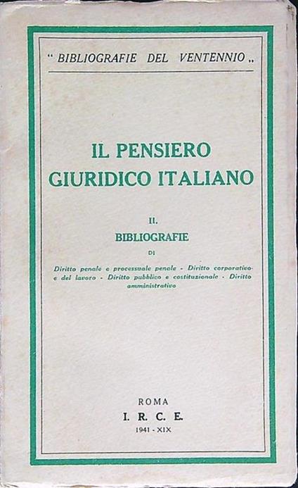 Il  pensiero giuridico italiano II - copertina
