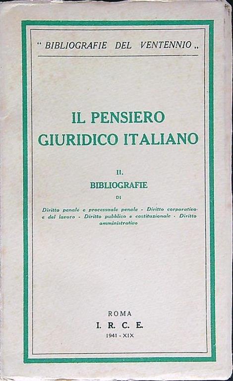 Il  pensiero giuridico italiano II - copertina