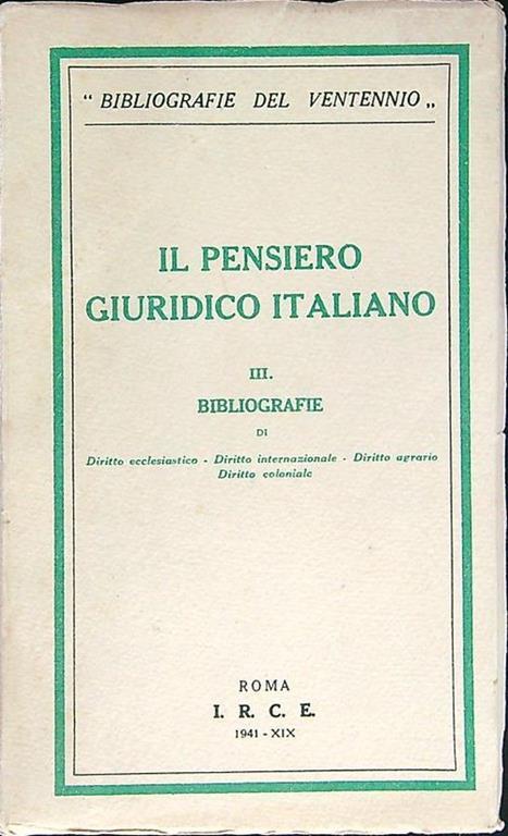 Il  pensiero giuridico italiano III - copertina