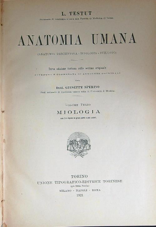 Anatomia umana Volume 3 Miologia