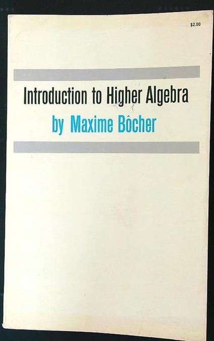 Introduction to Higher Algebra - copertina