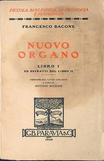 Nuovo organo. Libro I ed estratti del libro II - Francesco Bacone - copertina