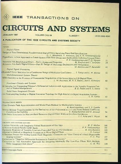 Ieee Circuits and Systems annata 1987 - copertina