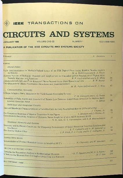 Ieee Circuits and Systems annata 1986 - copertina