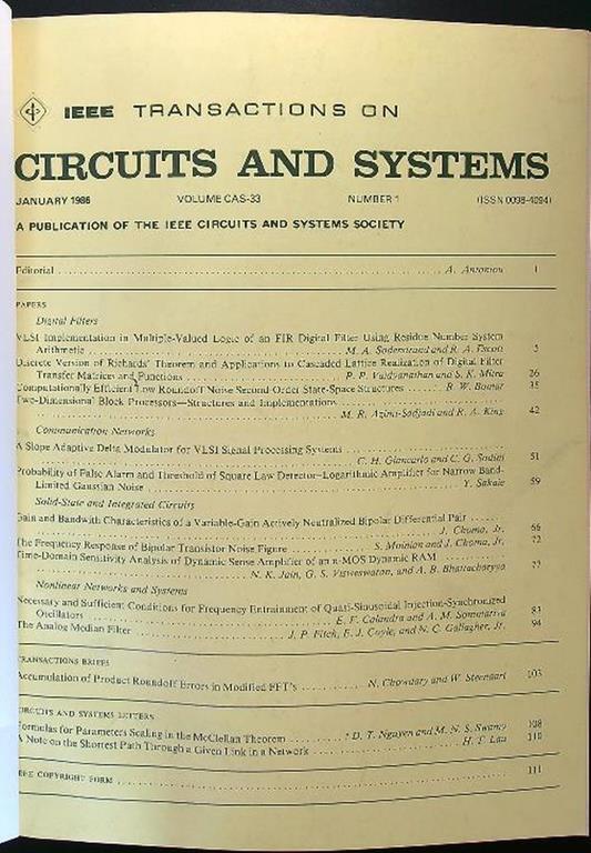 Ieee Circuits and Systems annata 1986 - copertina