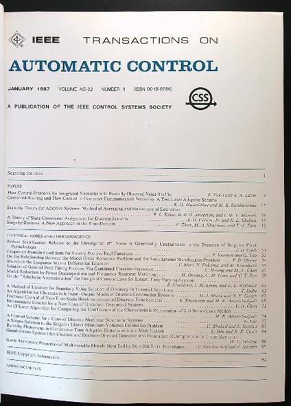Ieee Automatic Control annata 1987 - copertina