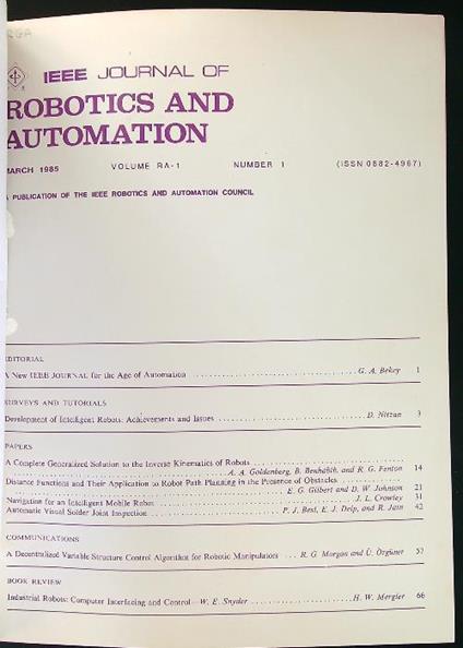 Ieee Robotics and Automation 1985-1987 - copertina