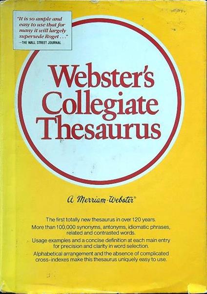 Webster's Collegiate Thesaurus - copertina