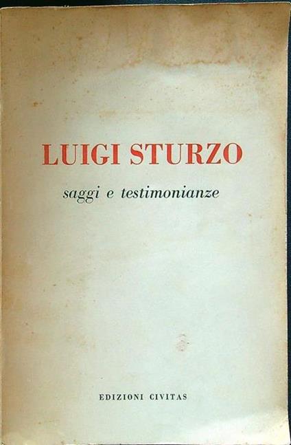 Luigi Sturzo saggi e testimonianze - copertina