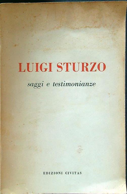 Luigi Sturzo saggi e testimonianze - copertina