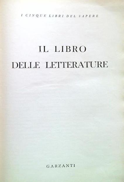 Il libro delle letterature - copertina