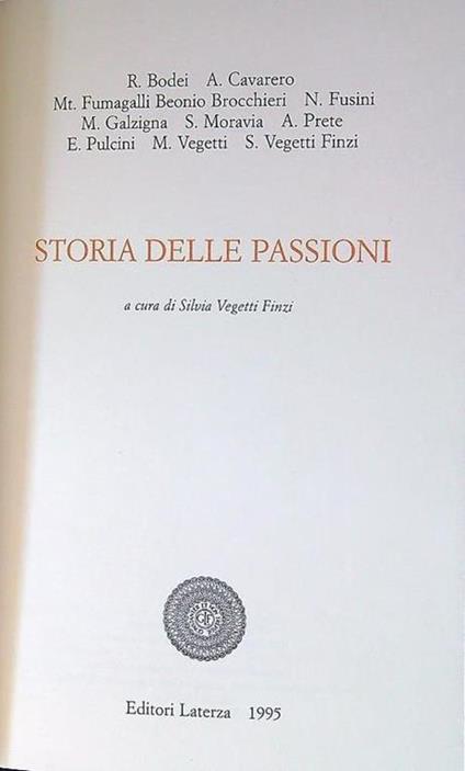 Storia delle passioni - copertina