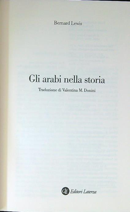 Gli arabi nella storia - Bernard Lewis - copertina
