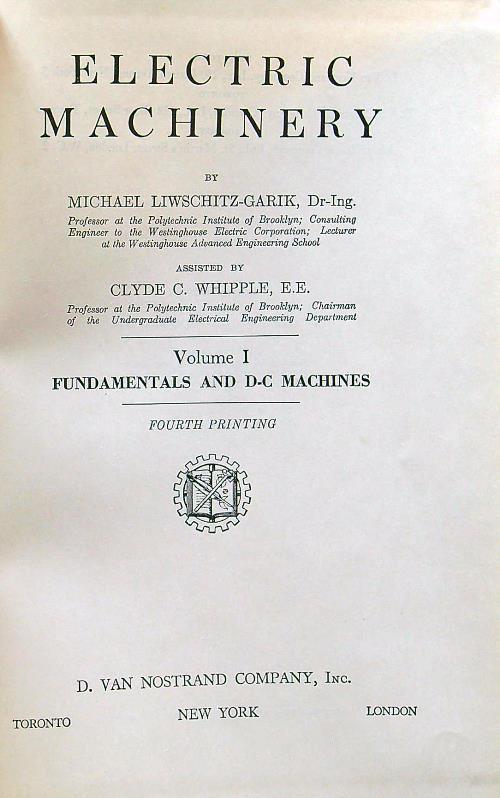 Electric machinery volume I Fundamentals and D-C Machines