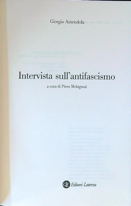 Intervista sull'antifascismo - Giorgio Amendola - copertina