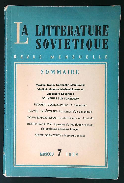 La Litterature Sovietique n. 7/1954 - copertina