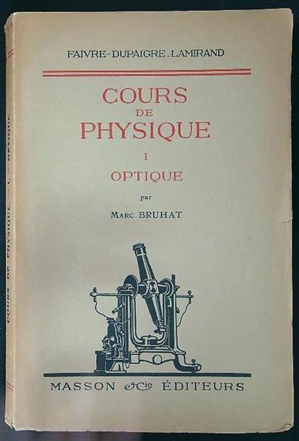 Course de physique I. Optique - copertina