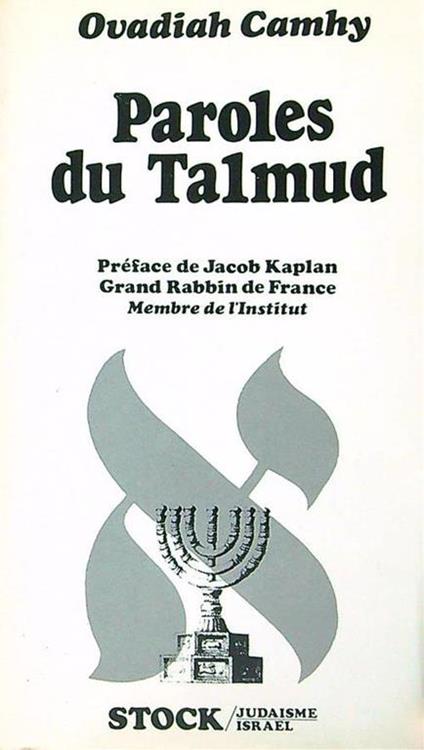 Paroles du Talmud - Ovadiah Camhy - copertina