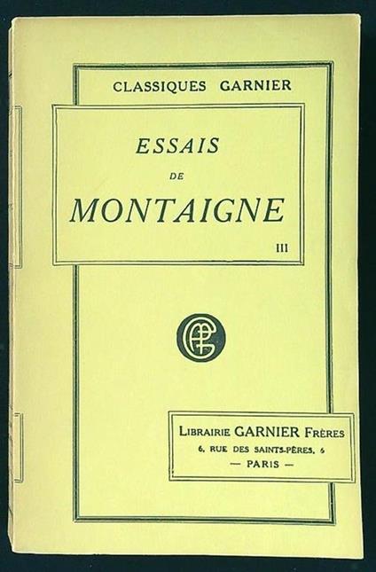 Essais de montaigne III - copertina