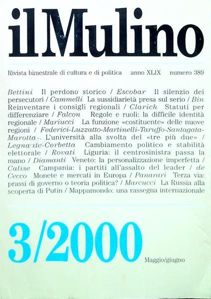 il Mulino 389 - 3/Maggio Giugno 2000 - copertina