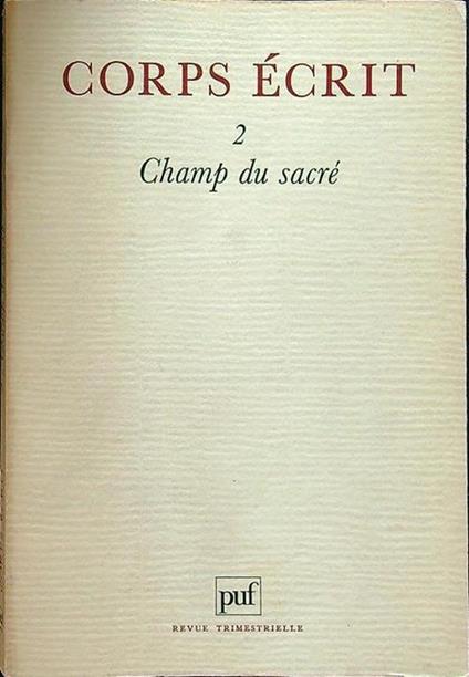 Corps ecrit 2 - Champ du sacrè - copertina