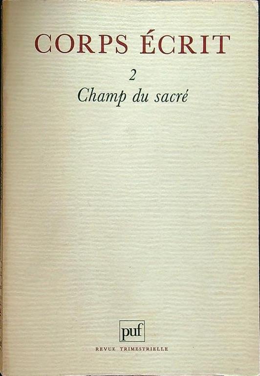 Corps ecrit 2 - Champ du sacrè - copertina