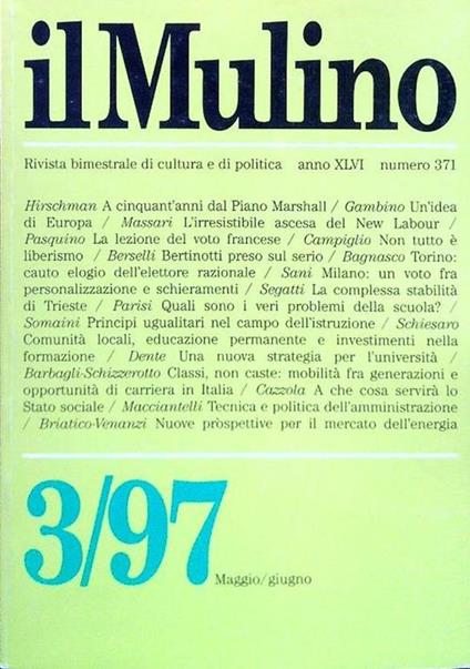 Il Mulino 371 - 3/Maggio Giugno 1997 - copertina