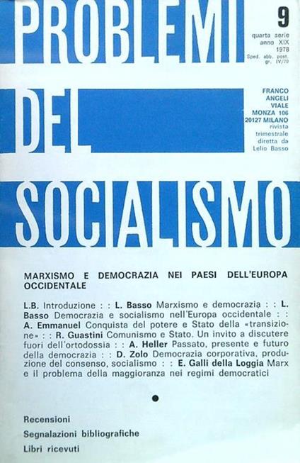Problemi del socialismo 9 anno XIX-1978 - copertina