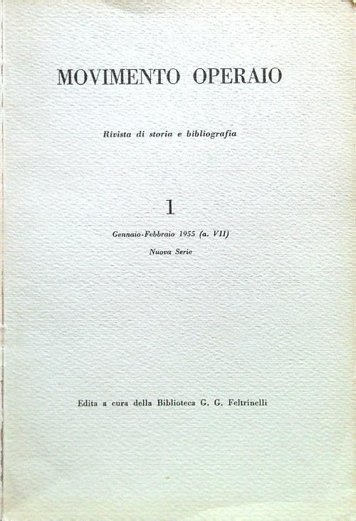 Movimento Operaio - N. 1 Gennaio Febbraio 1955
