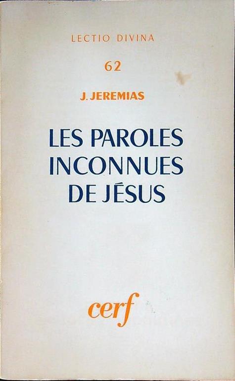 Les paroles inconnues de Jesus - copertina