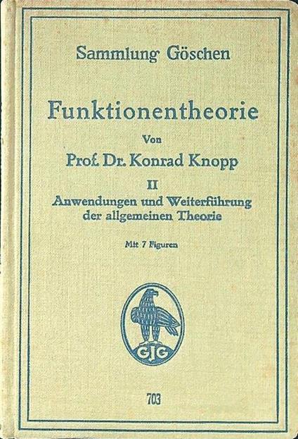 Funktionentheorie II - Konrad Knopp - copertina