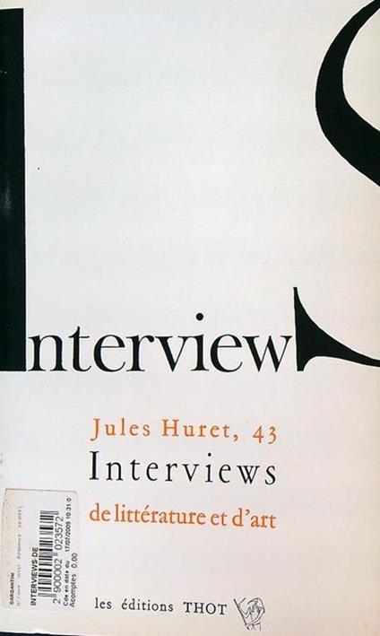 Interviews de littérature et d'art - Jules Huret - copertina