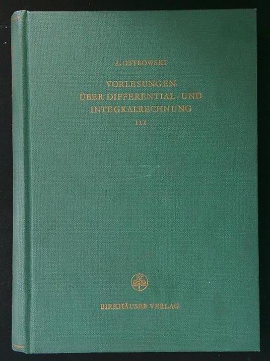 Vorlesungen uber Differential und Integralrechnung III - copertina