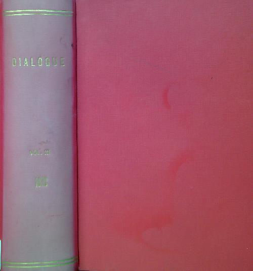 Dialogue Vol. XI 1972 - No. 1/4 - copertina