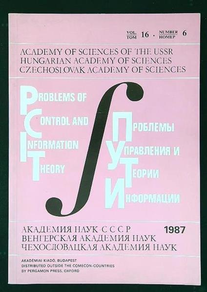Problems of Control and Information Theory vol. 16 n. 6 - copertina