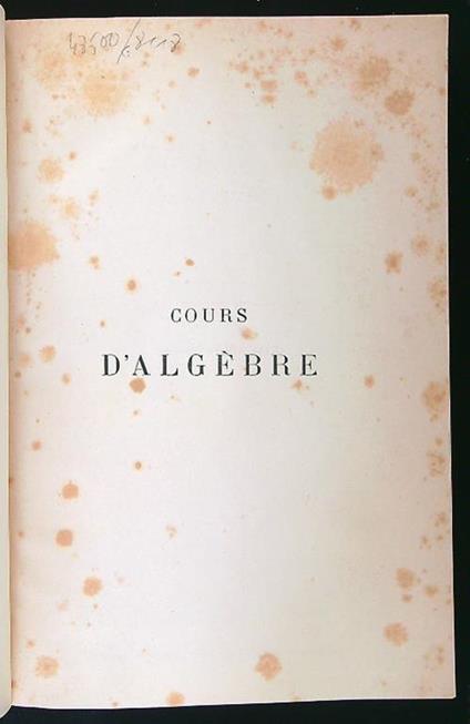 Course d'algebre - copertina